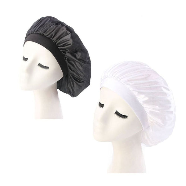 Wide Band Hair Loss Night Sleep Bonnet Headwrap Satin Chemo Cap Stretch Hat