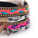 Winding Weaved Jewelry Bracelet Alloy Women Crystal Wristband(White)