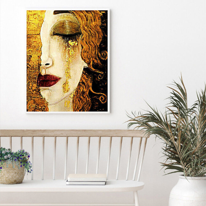 Golden Tears Oil Paint By Numbers Kits Canvas Picture Wall Art DIY Craft Color