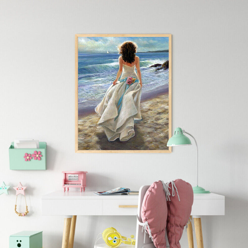 Girl Oil Paint By Numbers Kit DIY Acrylic Drawing Picture for Adults Home Decor
