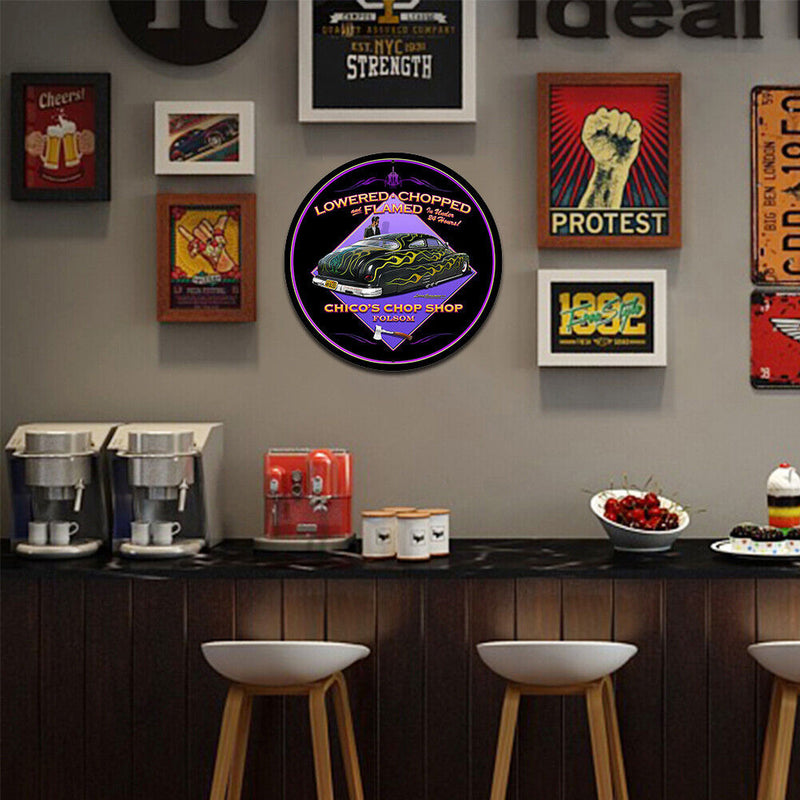 Car Round Retro Metal Plate Tin Sign Plaque Poster for Bar Club Cafe Crafts