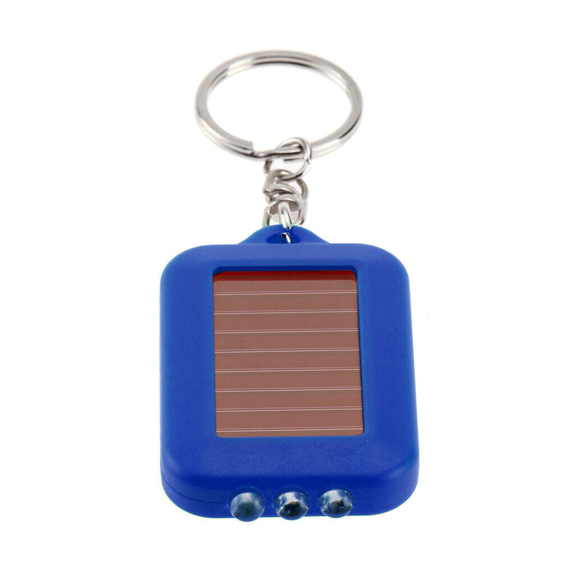 Portable Solar 3 LED Light Keychain Key Ring Outdoor Emergency Torch Flashl