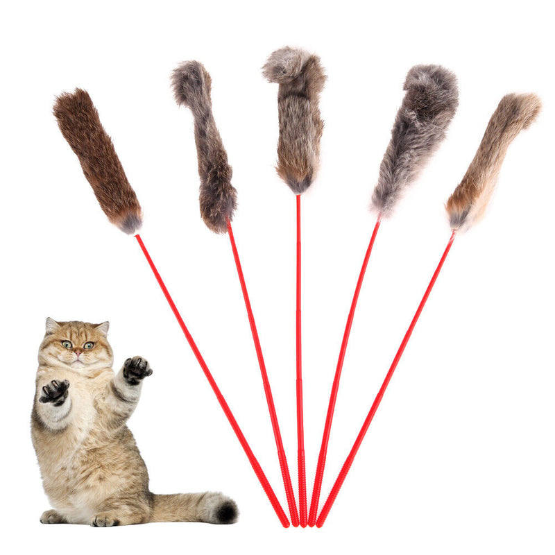 5pcs Funny Elastic Plastic Long Rod Colorful Plush Spring Teach Cat