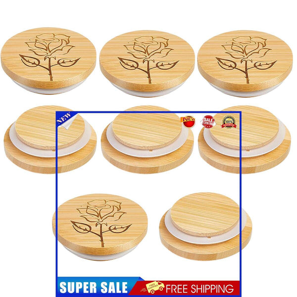 Bamboo Mason Jar Lids Reusable for Regular Mouth 68MM Tops Set 8 Packs