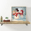 11CT Full Embroidery Christmas Snowman Cotton Print Cross Stitch Home Decoration