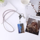 ID Card Lanyard 2 Pieces Card Holder with Crystal Strap Lanyard (Grey)