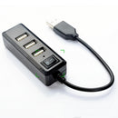 Portable USB HUB Splitter with Switcher 4 USB 2.0 Extension Adapter (Black)