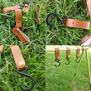 Outdoor PU Leather Hook Camp Hiking Clothes Storage Hanger Holder (4pcs) Newly
