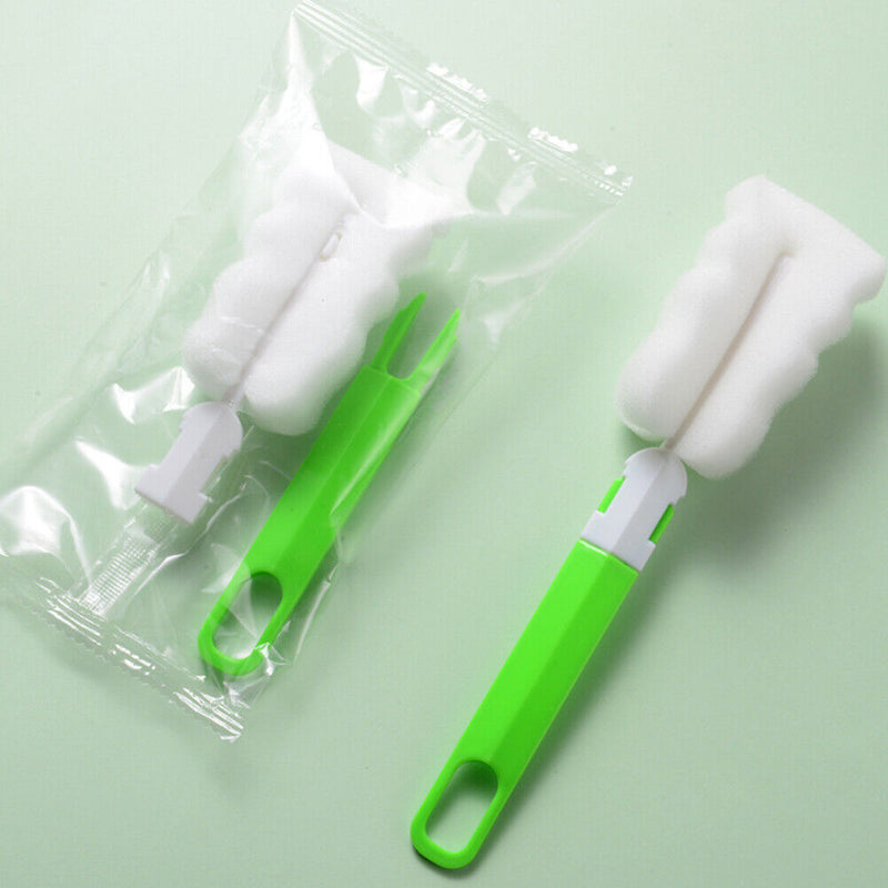 Sponge Long Handle Cup Brush Baby Glass Bottle Kitchen Cleaner Tool (Green)