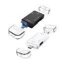 6 in 1 OTG USB 3.0 Type-C Card Reader for Secure Digital/TF Cards (Black)