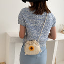 Women Straw Woven Shoulder Bag Ladies Sunflower Drawstring Small Crossbody Pouch