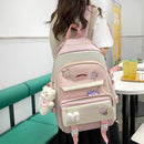 5pcs Canvas Backpacks Combo Set School Book Pack Pencil Bag Travel Work Bagpacks