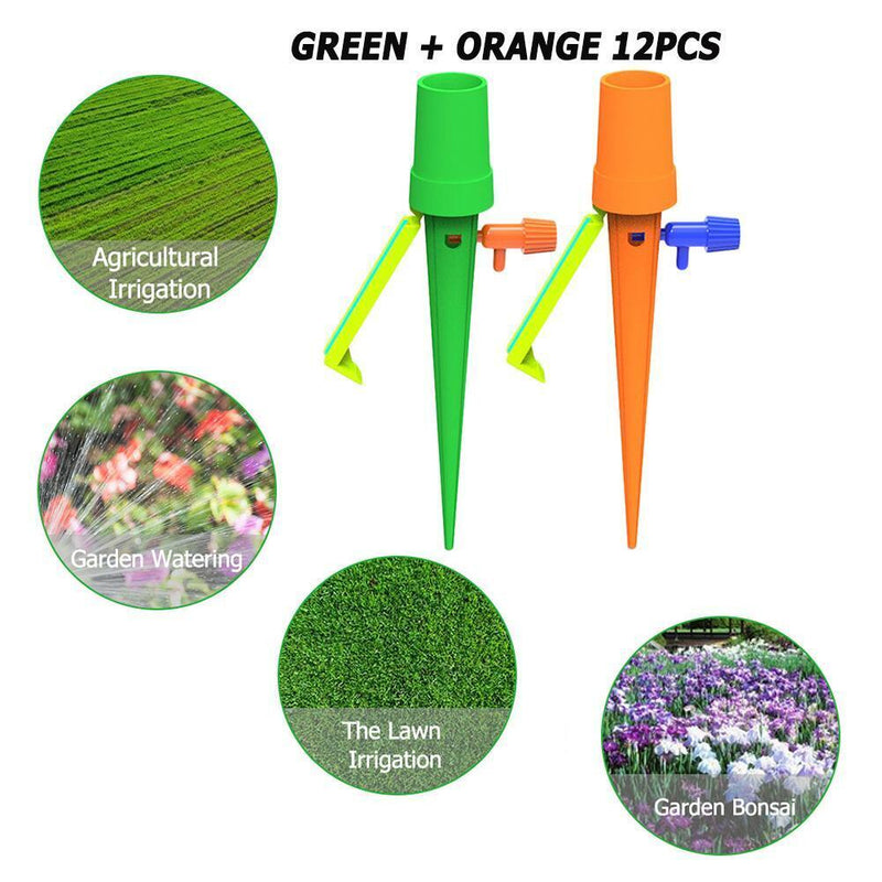 Auto Drip Irrigation Watering System Spike for Plants (Green + Orange)