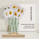 Transparent Glass Vase Wooden Frame Bonsai Desktop Ornaments Home Office Decor