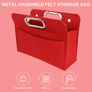 Women Felt Metal Handle Bag Solid Color Multi-pocket Cosmetic Bag (Red)