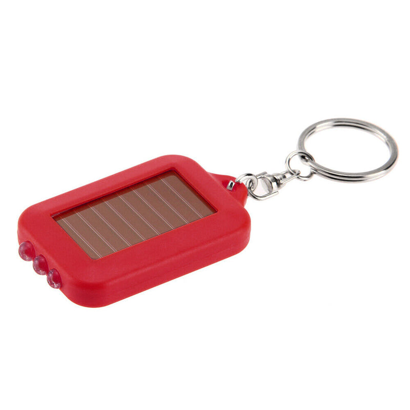 Portable Solar Powered 3 LED Light Keychain Key Ring Outdoor Torch Flashlight