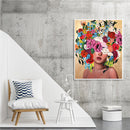 Girl with Flowers Oil Paint By Numbers Kit Frameless Drawing Picture Wall Decor