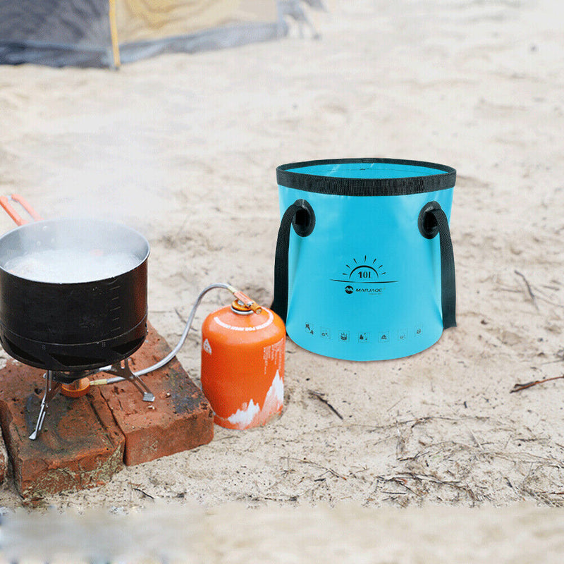 10L Folding Bucket Outdoor Camping Fishing Car Washer Carrier Bags (Blue) Newly