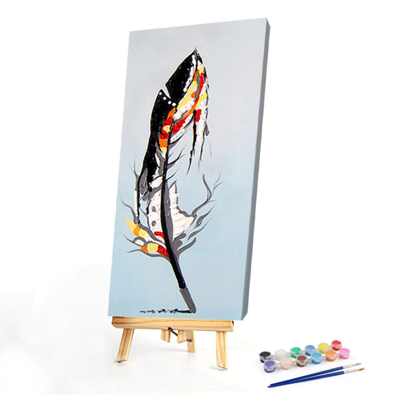 Frameless Oil Paint By Numbers DIY Feather Picture Craft Room Decoration Kit