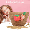 Summer Kids Girls Straw Shoulder Bag Strawberry Carrot Beach Sun Hat Coin Purse