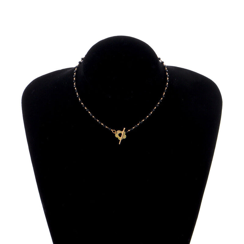 Women Crystal Bead Clavicle Jewelry Choker Chain Collar Necklace Buckle Flower