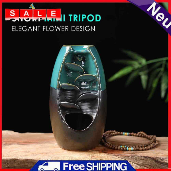 Backflow Incense Burner Ceramic Lotus Aromatic Aromatherapy Furnace (Blue)