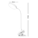 Touch Dimming Light Study Wireless USB Rechargeable LED Table Lamp White Clip