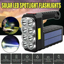 Solar Charging Flashlight Searchlight USB Rechargeable Torch 8 LED Spotlight
