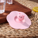 Torx Silicone Cup Cover Heatproof Reusable Cartoon Tea Lid (Pink Pig Head)