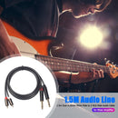 1.5m Dual 6.35mm Mono Male to Dual RCA Male Adapter Cable for Mixer Amplifier