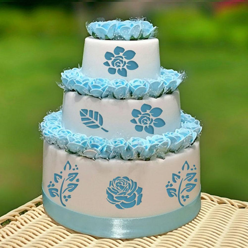 4pcs/Set DIY Leaf Flower Coffee Stencils Cake Baking Scrapbook Templates