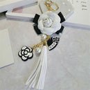 Leather Tassel Car Key Ring Camellia Bag Pendant Keychain For Women|Girls