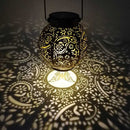 LED Solar Lantern Light Hollow Floral Projection Hanging Lamp Decor (Brown)