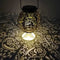 LED Solar Lantern Light Hollow Floral Projection Hanging Lamp Decor (Brown)