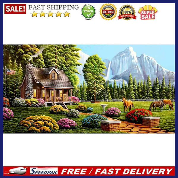 5D Cabin Scenery Mosaic Diamond Painting Drawing Full Round Drill DIY Art Cra