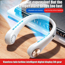 USB 3000mAh LED Digital Display Hanging Neck Fan Summer Air Cooling (White)