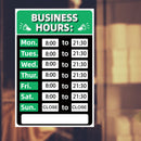 Business Hours Sign Hours of Operation Signs for Window / Door (Green) Newly
