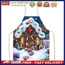 Portable Baking Painting Cooking Bib Aprons Christmas Cottage Print Linen Apr