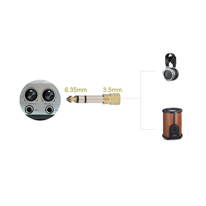 3.5mm Female to 6.5mm Male Headphone to Stereo Microphone Jack Adapter Newly
