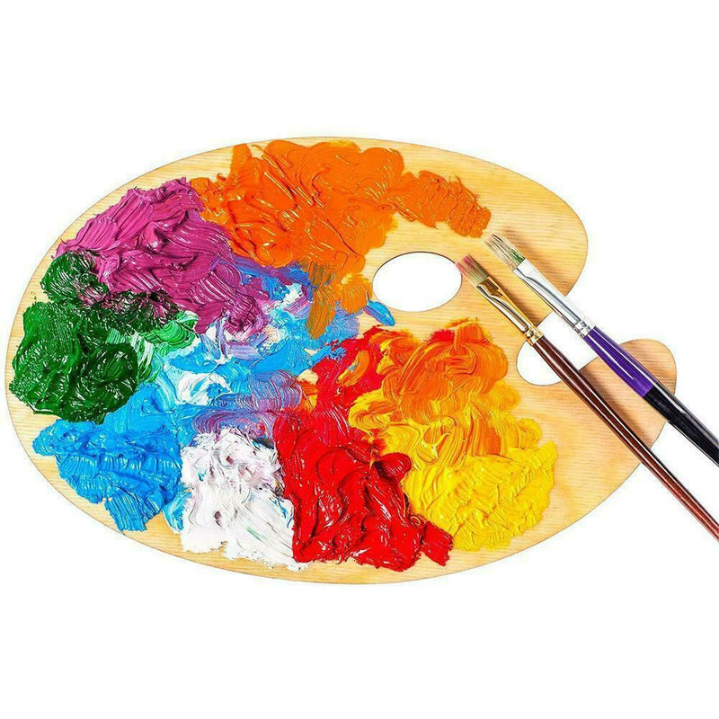 20*30cm Wooden Band With Oval Color Palette Art Painting Board Color Mixer K6D3
