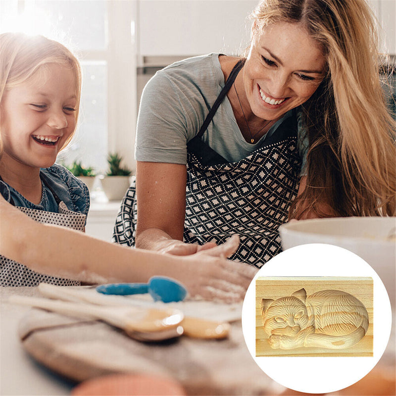 Wooden Cookie Mold Gingerbread Biscuit Moulds DIY Cake Embossing Baking Tools