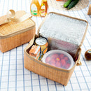Prettygood7 Rattan Lunch Bag, Portable, Insulated, Cooler