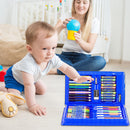 Kid Colored Pencil Crayon Watercolors Pens Drawing Board Set (42pcs Blue) Newly