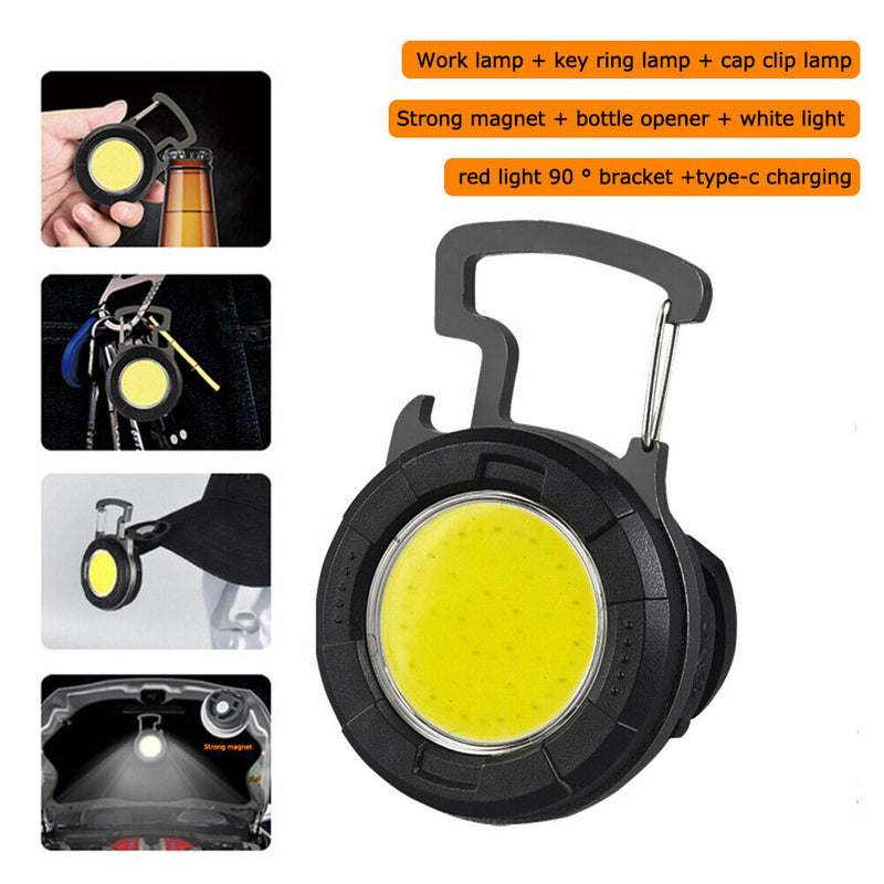 Camping Bottle Opener Outdoor 5 Modes USB COB LED Mini Keychain Flashlight La
