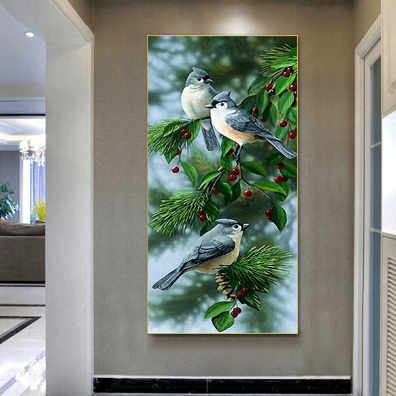 Birds on Branch Oil Paint By Numbers Kit DIY Handpainted on Canvas Wall Art