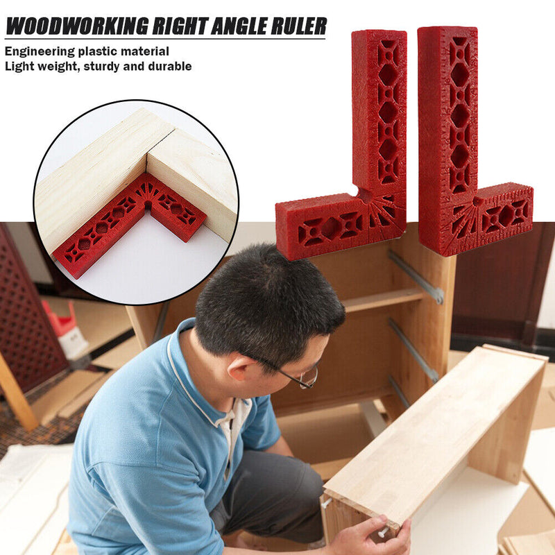 Right Angle Clamp Ruler L-Shaped Woodworking Positioning Fixture (Red) Newly