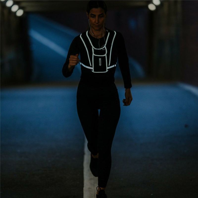 Women Safety Running Reflective Vest Fitness Backpack Phone Bag Chest Pocket