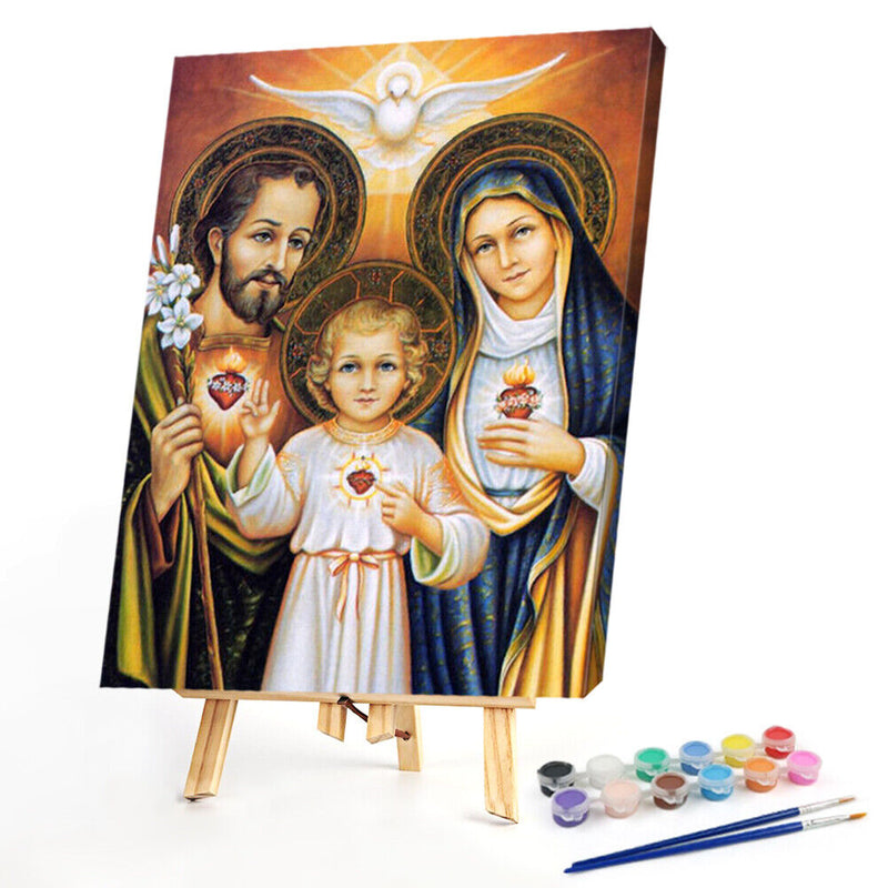 Religious Family Colouring Oil Canvas DIY Hand Painted Paint By Numbers Gift Kit