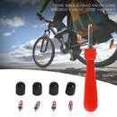 1set Tire Valve Service Kit 4 Valve Cores+4 Valve Caps+1 Screwdriver Repair Tool