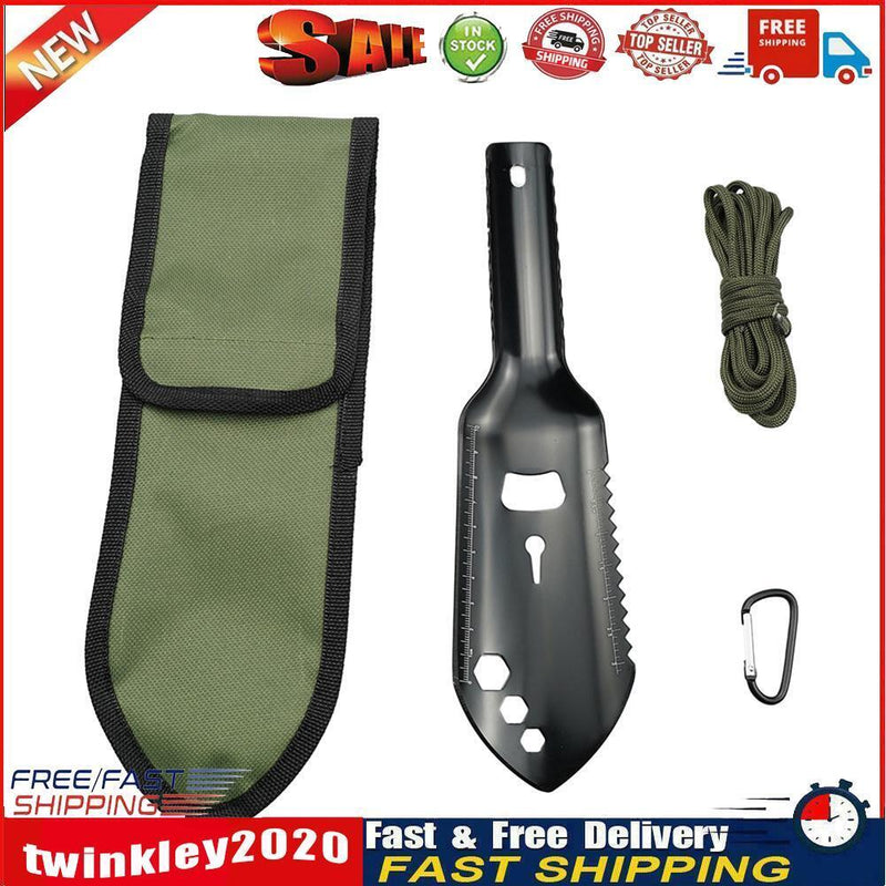 Outdoor Camping Shovel Paracord Garden Spade EDC Emergency Tools (Black) Newly
